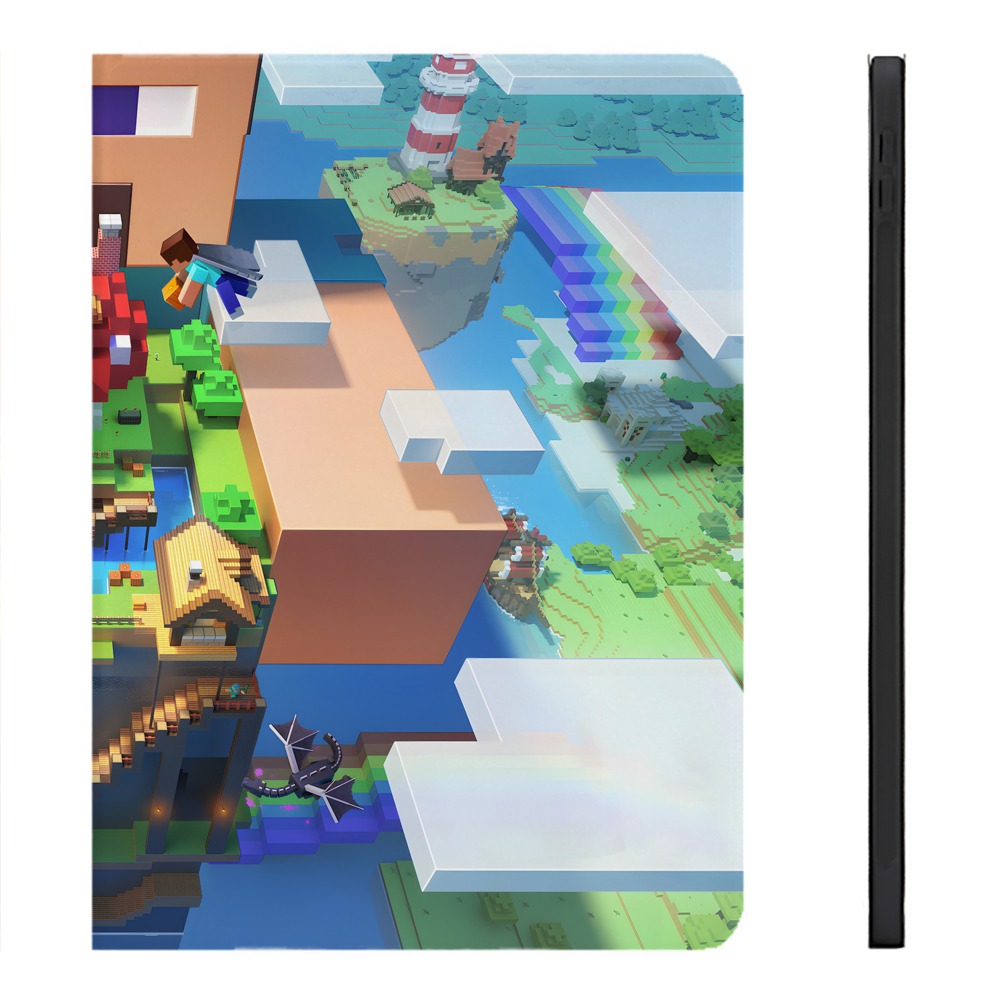 （画像用） マインクラフト ブロックの世界 Minecraft MC Block world IPadケース ペンホルダー付き ブックスタイルデザイン